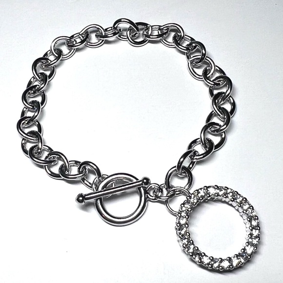 Silver Charm Bracelet with Bling - Picture 1 of 6